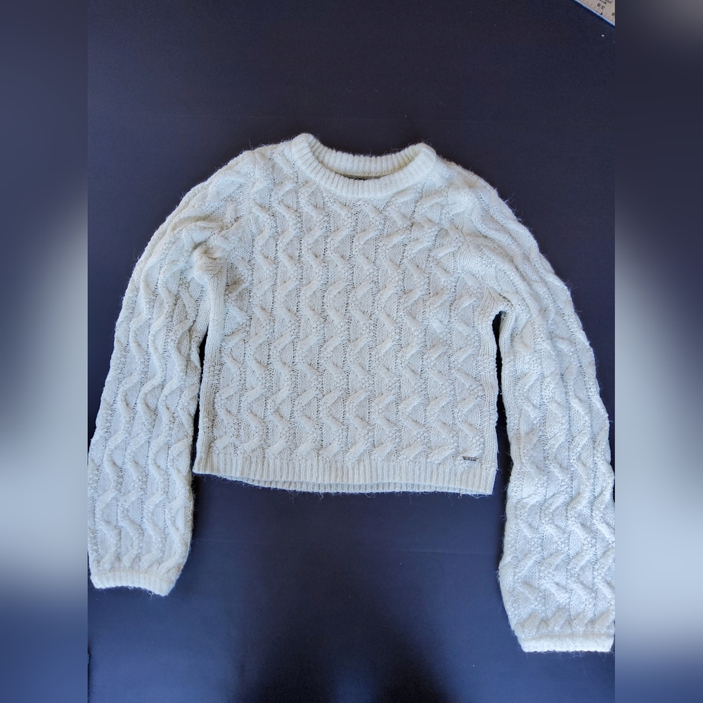 Volcom white cropped crew-neck sweater